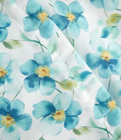 Duvet Cover Queen Size - Floral Duvet Cover - 3 Piece - Blue Peony