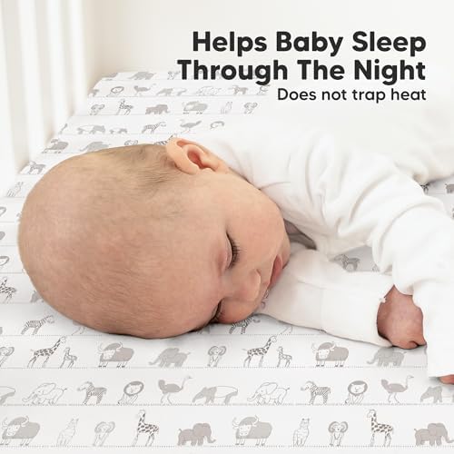 KeaBabies 2pk Organic Cotton Crib Sheets for Boys Girls 52x28, Savannah