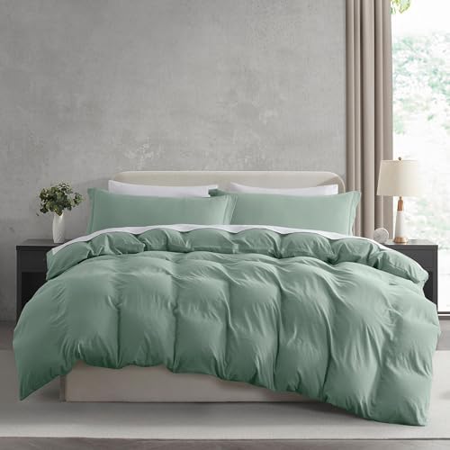 Hearth & Harbor Prewashed Full Duvet Cover Set, Sage Green