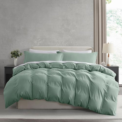 Hearth & Harbor Prewashed California King Duvet Cover Set, Sage Green