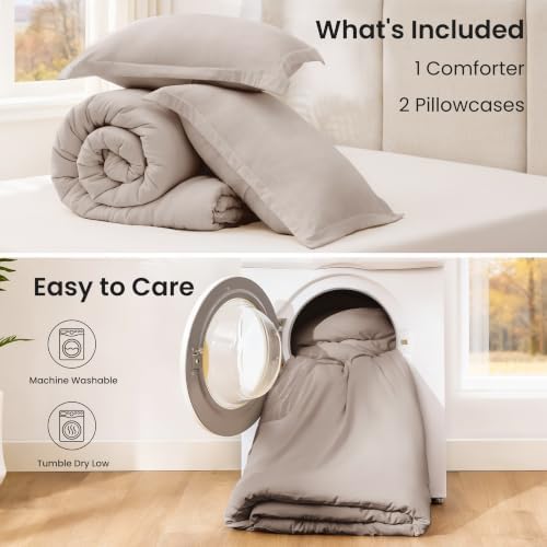 Love's cabin Burlwood Full Comforter Set, 3-Piece Prewashed Bed Set