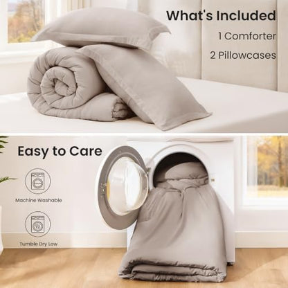 Love's cabin Burlwood Full Comforter Set, 3-Piece Prewashed Bed Set