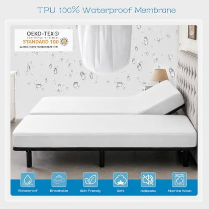 1 Pack Split King Mattress Protector Waterproof Cover for Adjustable Bed