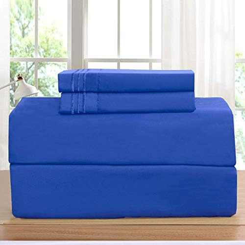 Elegant Comfort Luxurious Bed Sheets Set on Amazon 1500 Premier Wrinkle,Fade and Stain Resistant 4-Piece Bed Sheet Set, Deep Pocket, Full Royal Blue