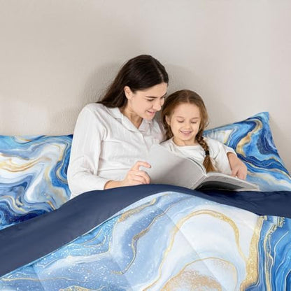 jejeloiu Marble Comforter Set Modern Marble Bedding Set Full Size 3 Pcs