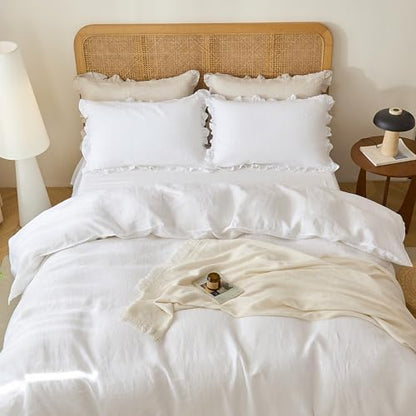 Talasily 100% French Linen King Duvet Cover Set, Organic Linen