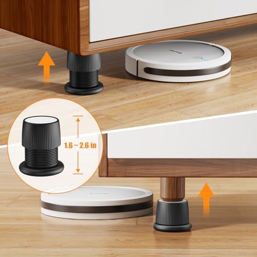 Adjustable Furniture Bed Risers 1.6-2.6 inch Durable Anti Slip-Black 4 Pcs