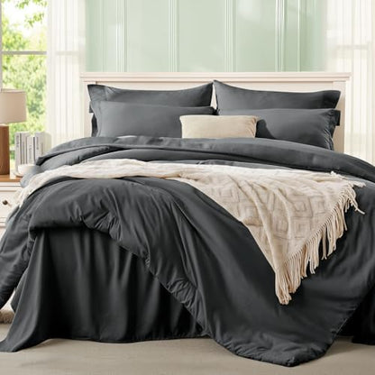 Anluoer California King Comforter Set, 7 Piece Bed in a Bag Bedding Set