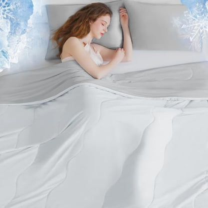 BEAUTEX Cooling Comforter Queen Size Cool Blanket for Hot Sleepers (Grey)