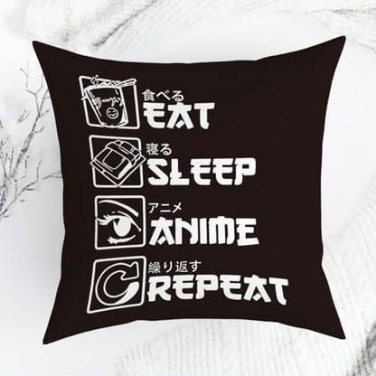 Anime Decor, Just a Girl Who Loves Anime Anime Room Decorative Throw Pillow Covers, Girls Anime Gifts Anime Lovers for Home Living Room Women Girl Bedroom Decoration Gifts Black