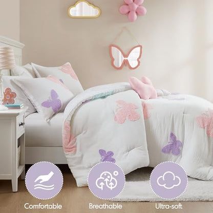 Intelligent Design Kids Girls Butterflies Multi Queen Comforter Set, 4pc