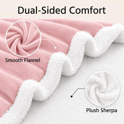 Electric Heated Throw Blanket 50" x 60", Soft Flannel Heating Blanket for Couch, Sofa, Bedroom, 4 Heat Settings, 3H Auto Shut Off, Overheat Protection, Machine Washable, Light Pink