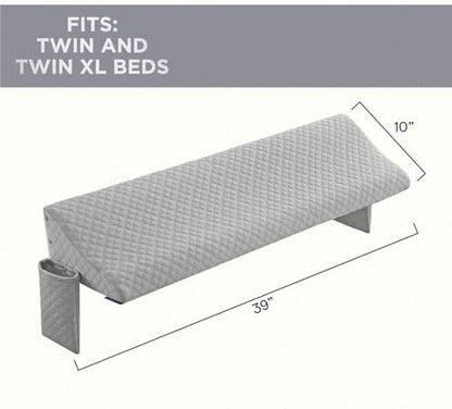 Aeropostale Foam-Filled Bed Wedge Pillow for Twin Beds – Dorm, Kids & Teen Rooms – Headboard Gap Filler with Side Pocket for Bedside Essentials, Grey