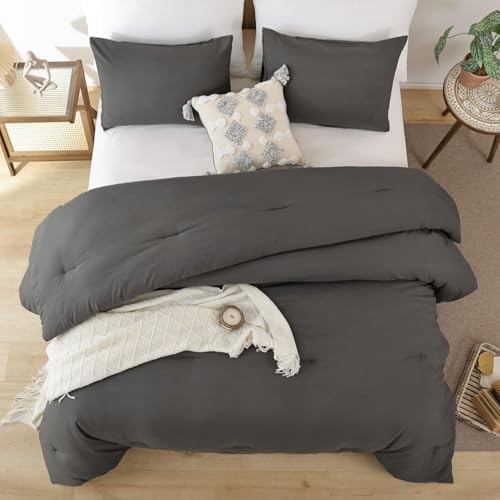 ROSGONIA Alaskan King Comforter, Charcoal Gray, 136x120 Soft Bedding Quilt