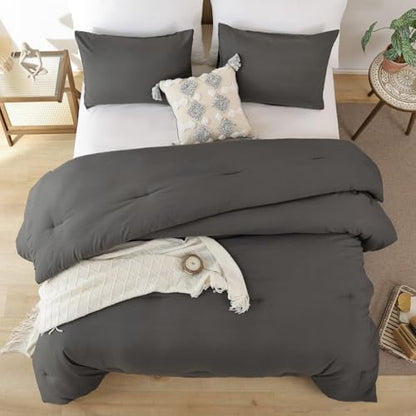 ROSGONIA Alaskan King Comforter, Charcoal Gray, 136x120 Soft Bedding Quilt