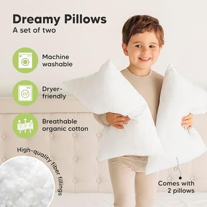 KeaBabies 2pk Toddler Pillows 2 Year Old to 5,13x18 Kids Pillow(Soft White)