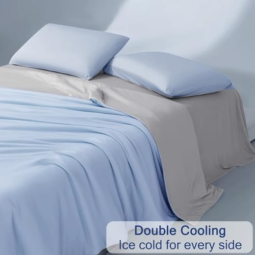 Vielit Cooling Comforter Queen Size for Hot Sleepers & Night Sweats, Luxury Lightweight Cooling Blanket, Soft Double Sided Breathable Summer Comforter,Q-Max>0.425,Machinewashable,90x90,Grey Blue