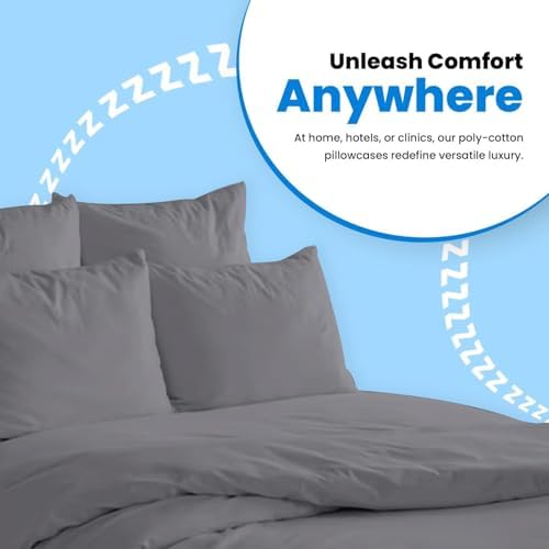 Avalon Bedding Pillow Cases Standard Size Grey Pillow Cases Set of 12 Cotton Blend 200 TC Soft & Breathable Perfect for Home & Hospital, Hotel Quality Queen Pillow Protectors 30x20 Inches