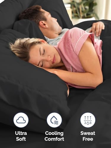 Extra Deep Twin Sheet Set - 4 Piece Breathable and Cooling Sheets - Black