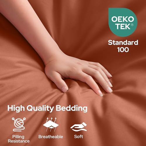 HOMEIDEAS King Size Terracotta Bed Sheets - 6 Piece Set (Burnt Orange) - Extra Soft Brushed Microfiber 1800 Bedding Rust Sheets, Deep Pocket, Wrinkle & Fade Free