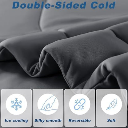 Cooling Comforter Twin Size, Double-Sided Cold Tech Fabric Quilted Bed Comforters Cooling Blanket for Hot Sleepers, Breathable Lightweight Summer Bedding, All-Season Ice Blanket, Dark Gray