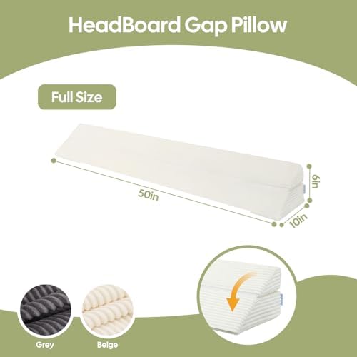 Bed Wedge Pillow for Headboard, Full Size Gap Filler Mattress