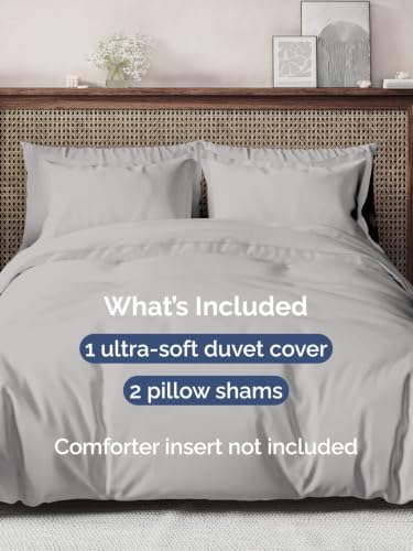 Duvet Cover King Size - Soft 3 Piece with Zipper Closure - French Grey