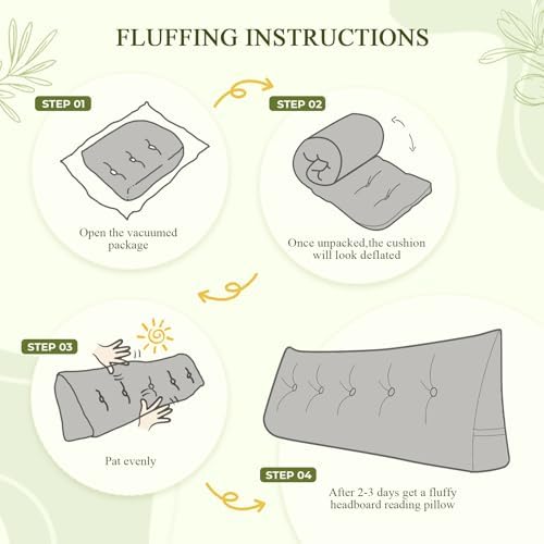 DANGHOOGY Headboard Pillow Queen, Large Triangular Wedge Headboard Pillow for Reading and Resting, Backrest Positioning Support Pillow with Removable Cover (Light Grey)