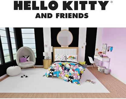 Franco Collectibles Hello Kitty & Friends Bedding 7 Piece Super Soft Comforter and Sheet Set with Sham, Queen, (Official Licensed Product)