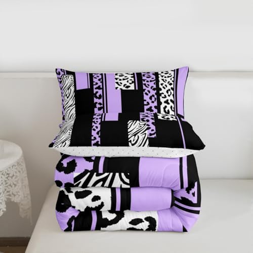 Feelyou Animal Print Leopard Zebra Comforter Set Twin Size Kids Boys