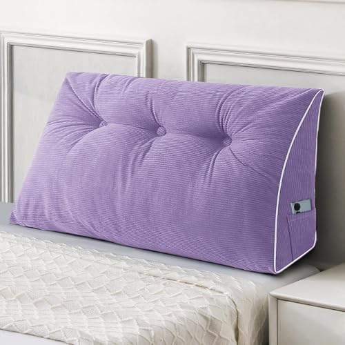 Sasttie Headboard Pillow Twin/Twin XL, Wedge Pillow Headboard, Purple