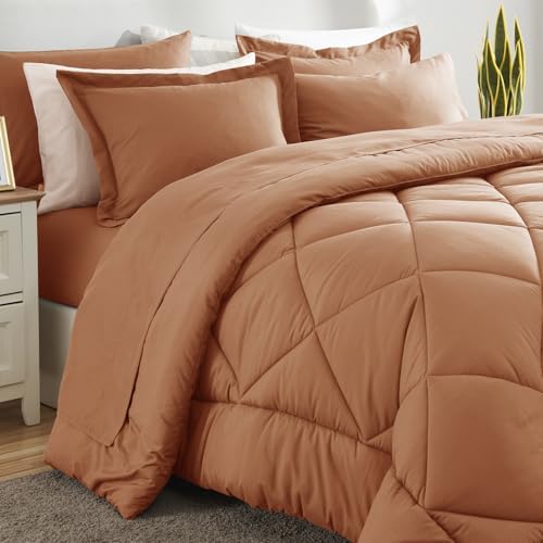 CozyLux King Comforter Set 102"x90" Pumpkin - 7 Piece Bed in a Bag