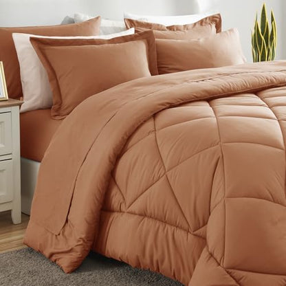 CozyLux King Comforter Set 102"x90" Pumpkin - 7 Piece Bed in a Bag