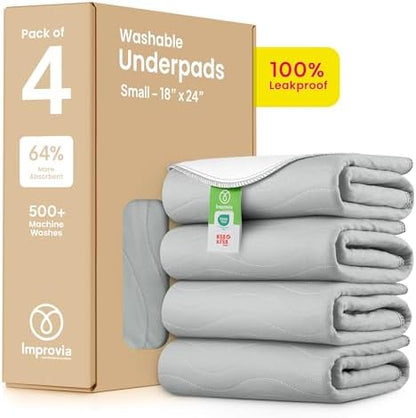 IMPROVIA® Washable Underpads, Heavy Absorbency Reusable Incontinence Pads