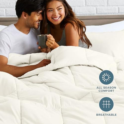 Bare Home Comforter Set - 1800 Ultra Soft (Oversized Queen, Antique White)
