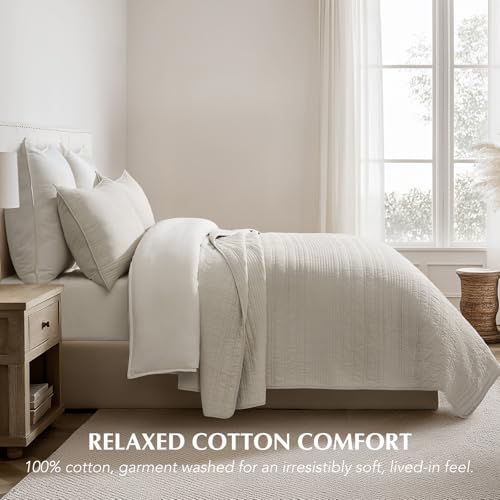 EVERGRACEHOME 100% Cotton Quilt Set Oversized Cal King, Birch