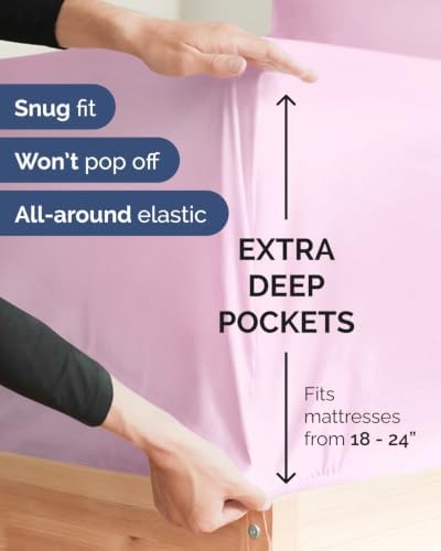 CGK Linens 2 Pack Extra Deep Twin XL Fitted Sheets - Light Pink