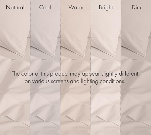 RUVANTI 100% Cotton California King Sheet Set, Percale Sheets, Soft Beige