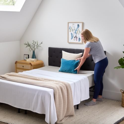 Lucid Mid-Rise Upholstered Headboard - Diamond Tufted - Padded Polyester - Adjustable Height from 34” to 46” - Easy Assembly - Bed Frame or Wall Mount - Sturdy - Charcoal - King / Cal King Size