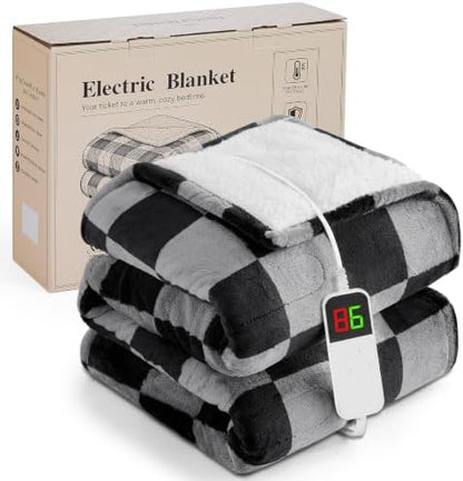 Black Grey Electric Blanket Heated Twin 62"X84", Heating Blanket Twin