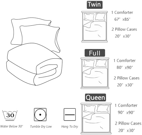 Nttopship Love Comforter Sets Twin Size，Valentines Day Romantic Soft Bedding Set Black White Watercolor Kawaii Comforter Cartoon Love Heart Geometric Comforter Set Soft Warm Quilt 3Pcs