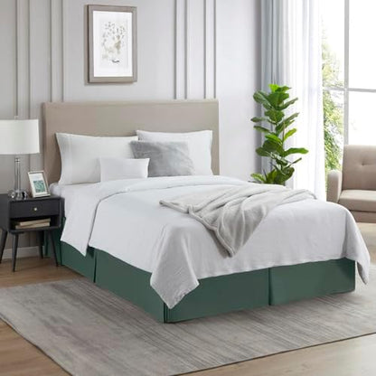 Nestl Forest Green Bed Skirt King Size - King Bed Skirt 14 Inch Drop - Brushed Microfiber Bed Skirts - Hotel Quality Pleated Bed Skirt - Shrinkage & Fade Resistant