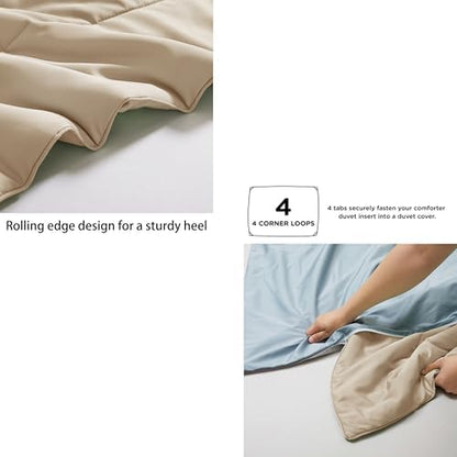 Zaizaihome Bamboo Viscose Comforter Set Twin Size 2 Pieces - Beige
