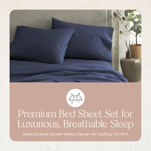 Whisper Organics 100% Organic Cotton Bed Sheets with Deep Pocket 4 Pc. Set