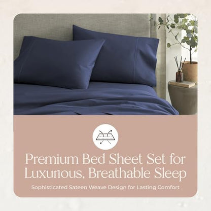 Whisper Organics 100% Organic Cotton Bed Sheets with Deep Pocket 4 Pc. Set