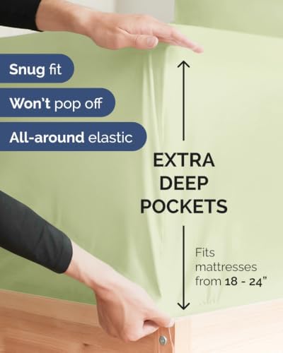 CGK Linens Deep Flex Top Split Head King Fitted Sheet - Light Sage Green