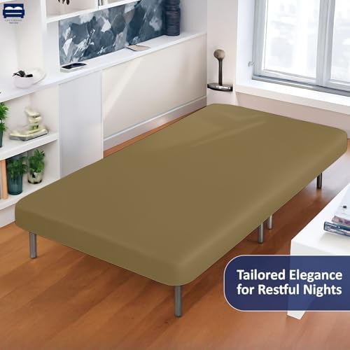 1 PC Cot Size 25" x 75" Fitted Sheet Only, 100% Egyptian Cotton,Taupe Solid