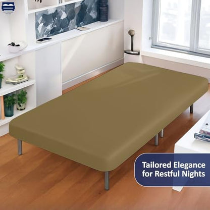 1 PC Cot Size 33" x 75" Fitted Sheet Only, 100% Egyptian Cotton,Taupe Solid