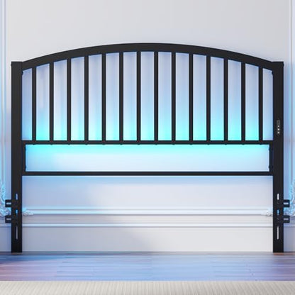 Weehom Metal Queen Headboard Only with LED Lights and USB, Black