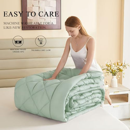 132x120 Alaskan King Comforter, Extra Large King Size Comforter Oversized, All Season Soft Lightweight Quilt Down Alternative Duvet Insert with 8 Corner Tabs(120x132, Sage Green)